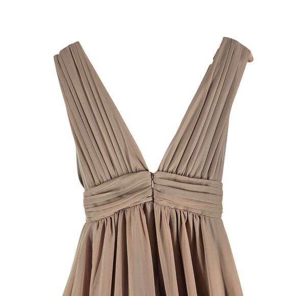 Lulus Heavenly Hues Taupe Sleeveless Plunge Neckline Chiffon Maxi Dress XS - Picture 8 of 9